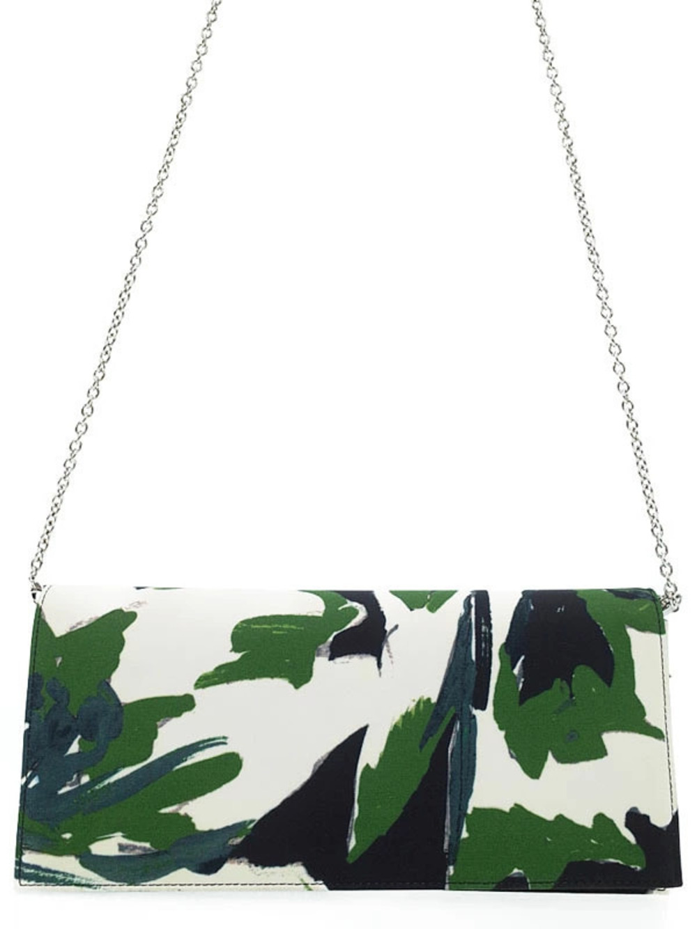 Christian Dior chain shoulder clutch white green botanical camouflage